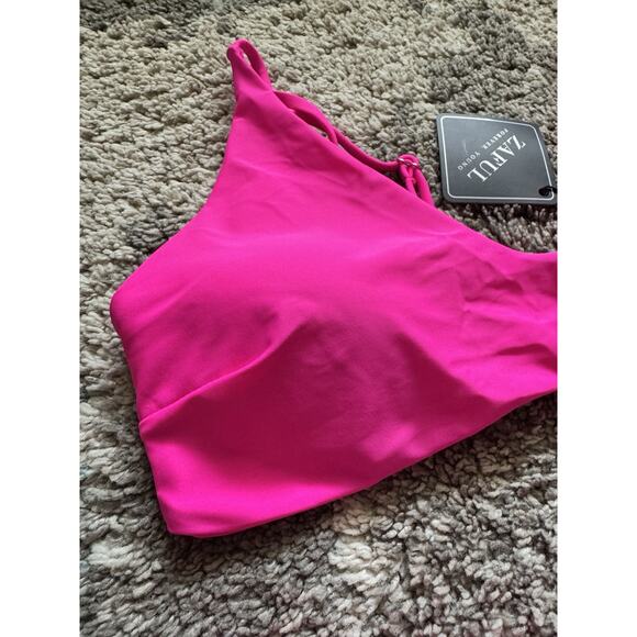 NWT Zaful Neon Pink Spaghetti Strap Bralette Two Piece Bikini Set Womens Sz 8-10 - Picture 4 of 7